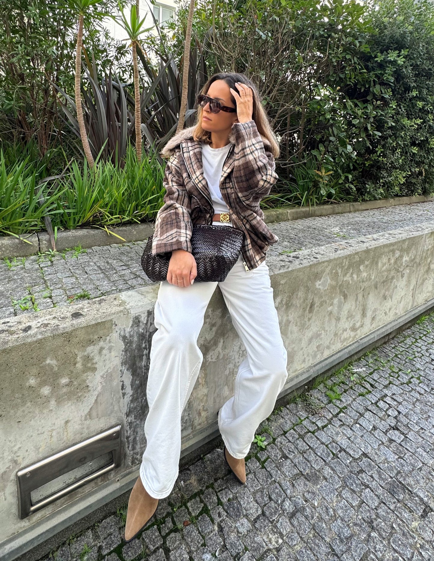 Squared fur collar jacket