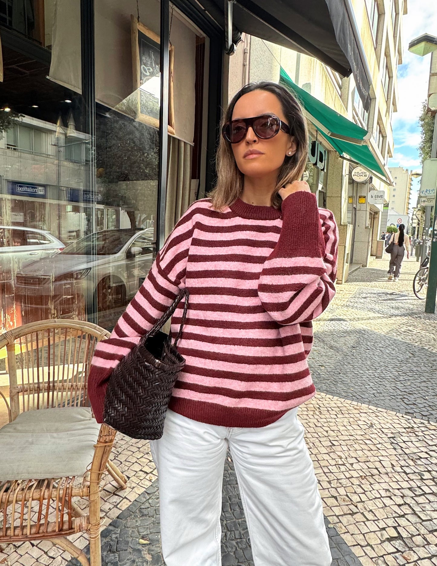 Striped knit sweater