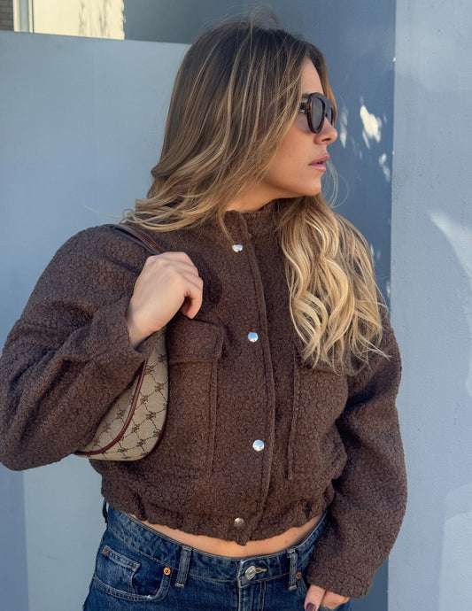 Chocolate brown bomber jacket JOY