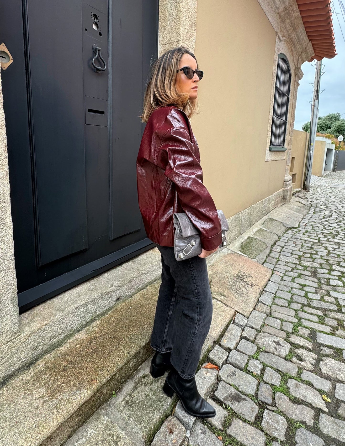 Burgundy vinyl jacket