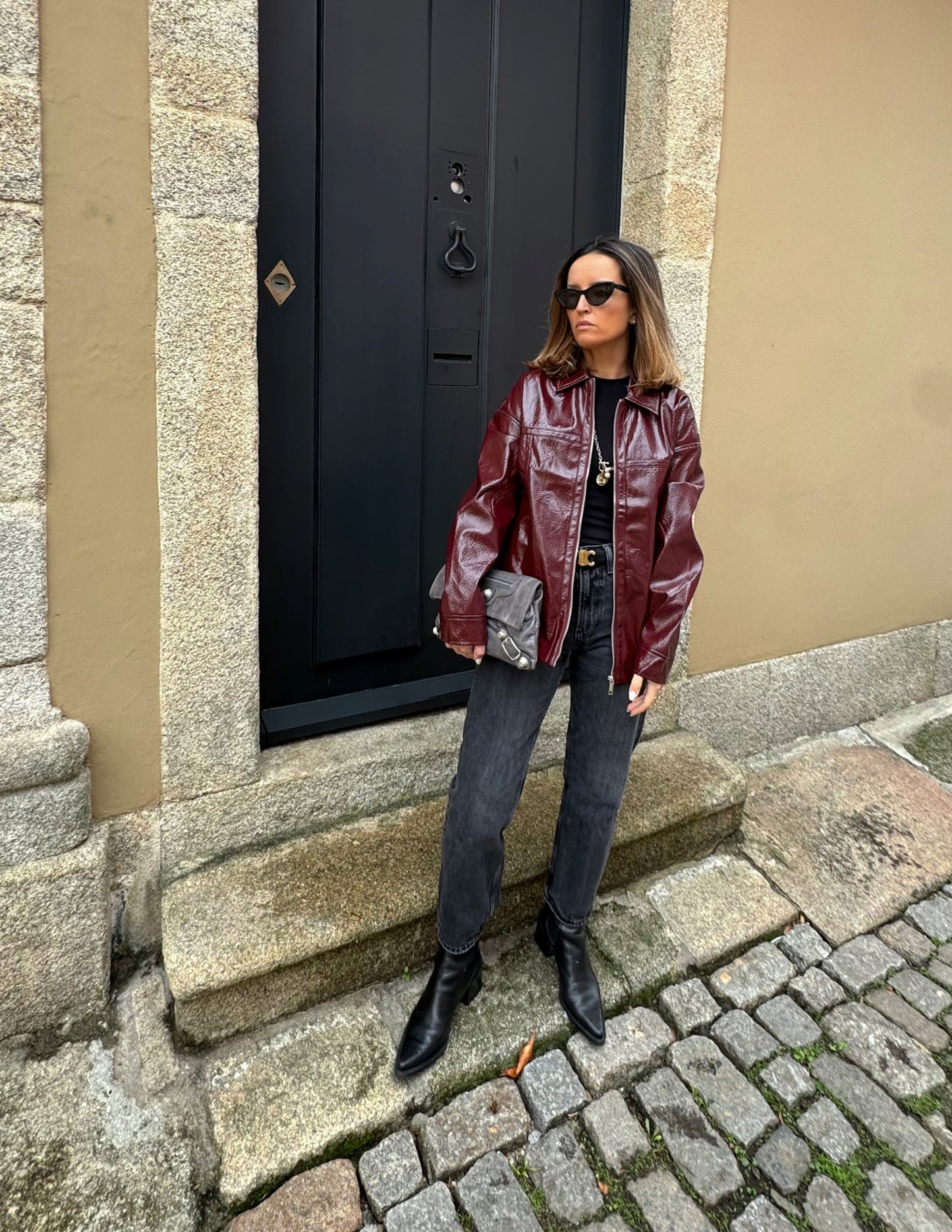 Burgundy vinyl jacket