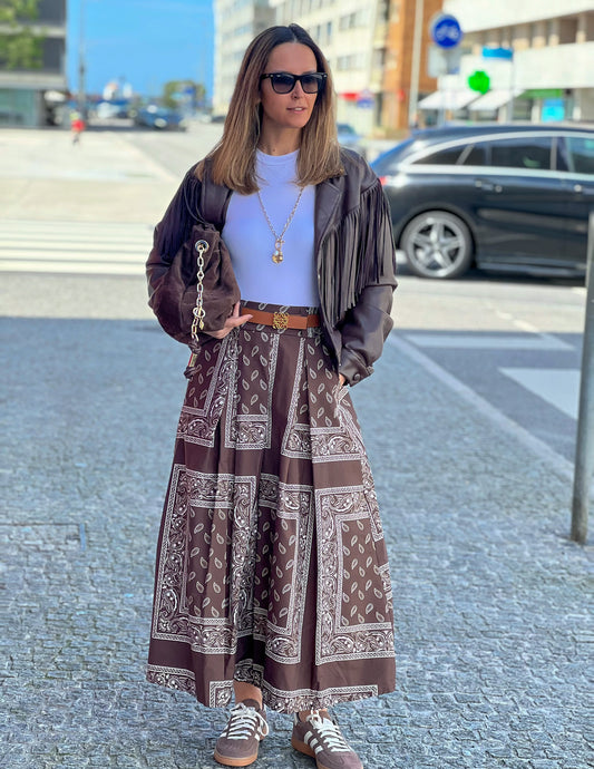 Paisley skirt in brown