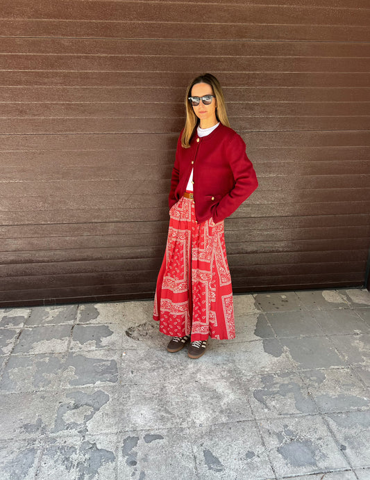 Paisley skirt in red