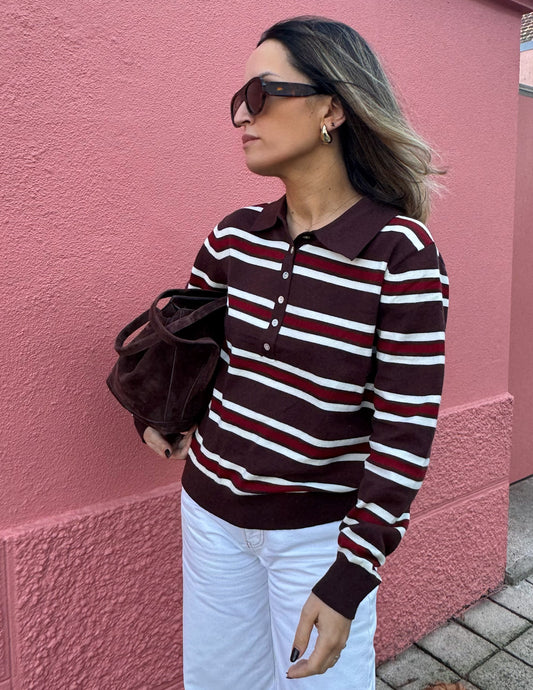 Brown stripped polo
