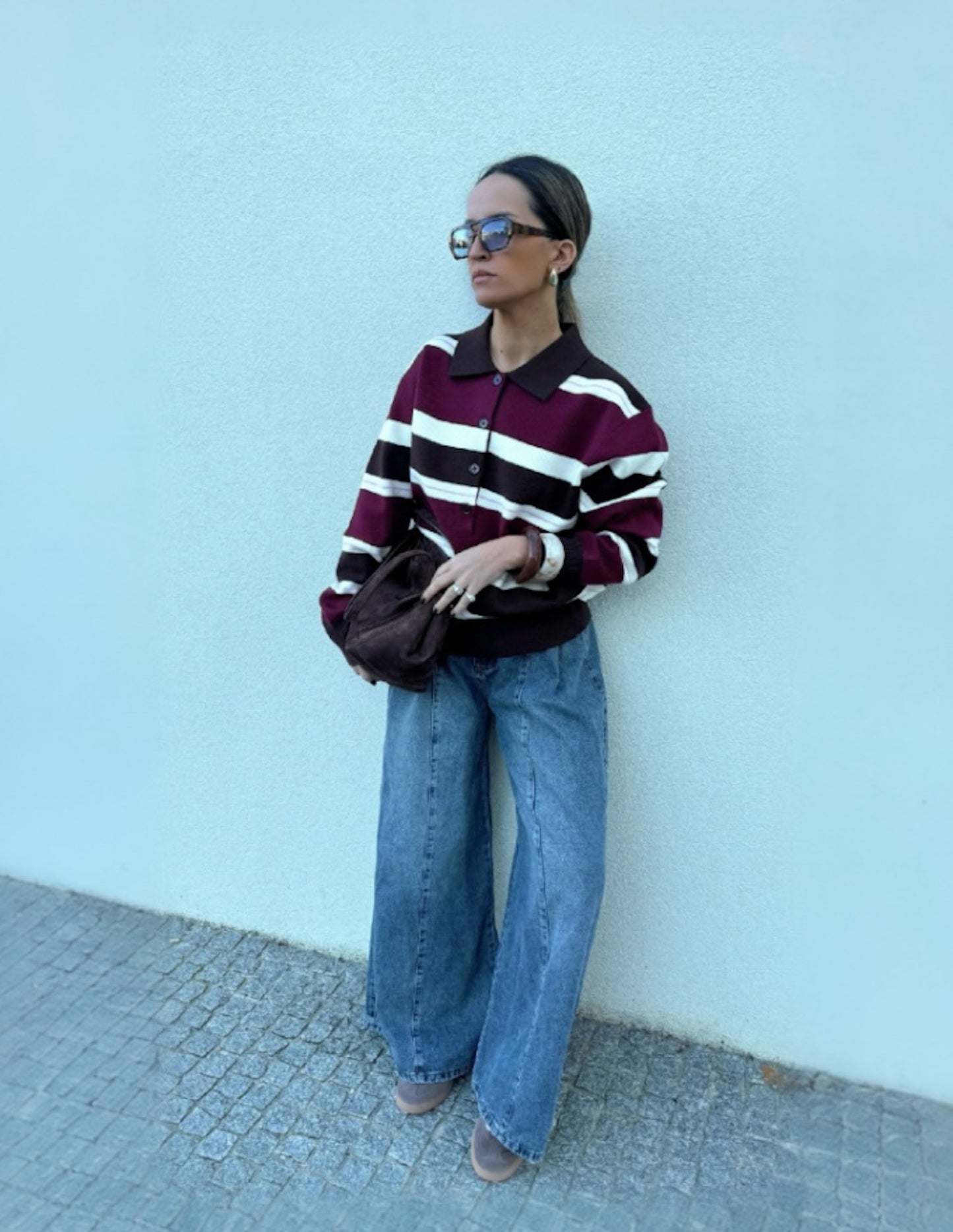 Burgundy and Brown Polo