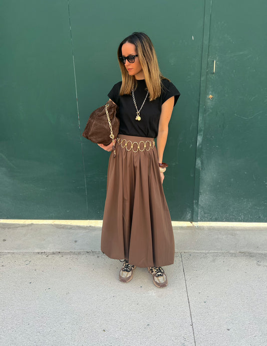 Balloon skirt in chocolate brown