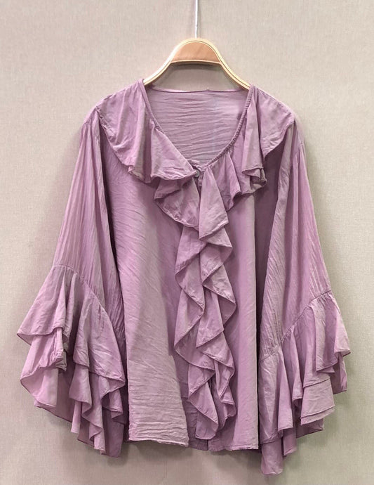 Blusa folhos em lilás