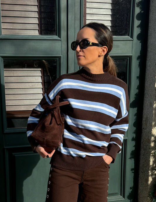 Striped sweater in brown