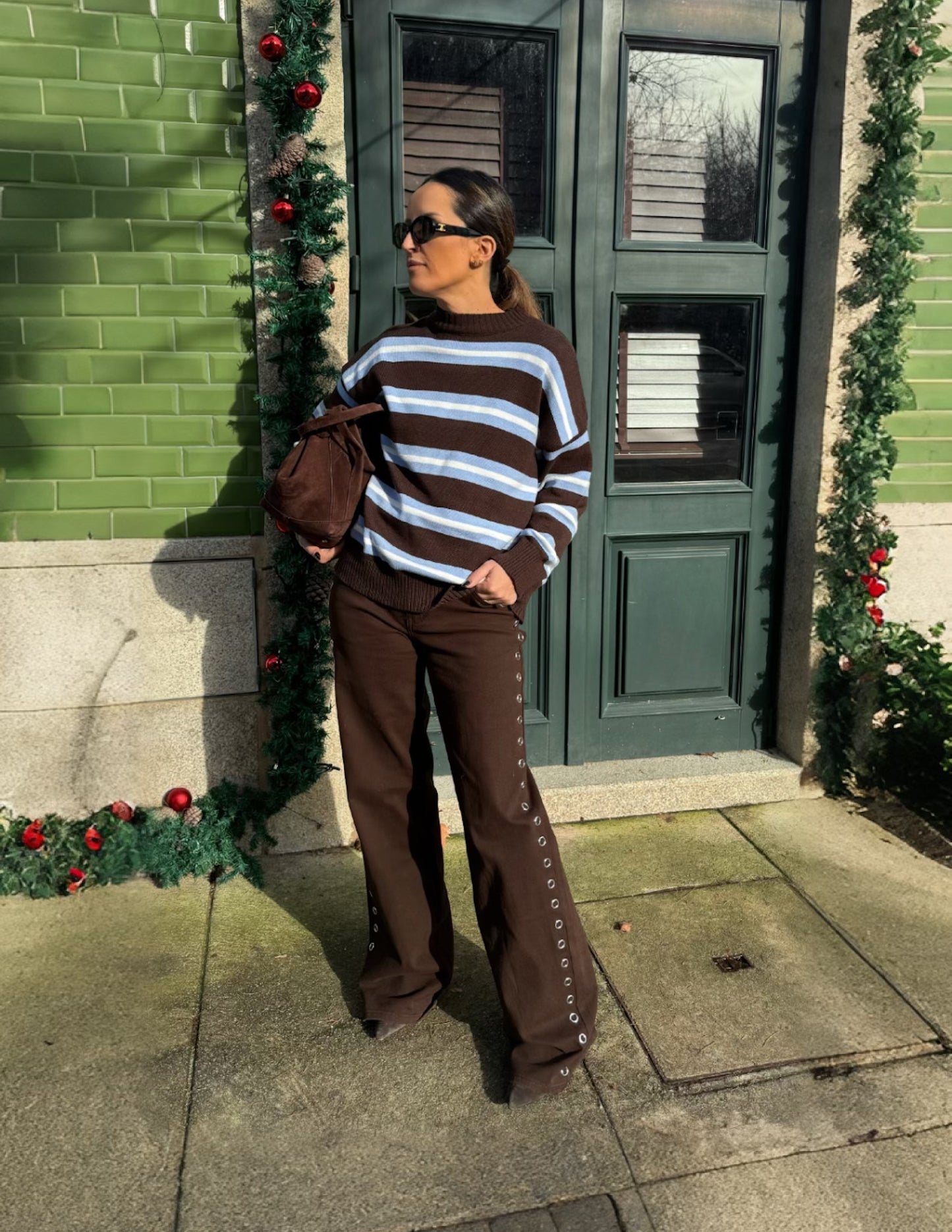 Striped sweater in brown