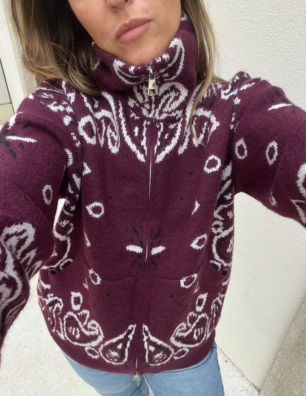 Bandana print knitted jacket