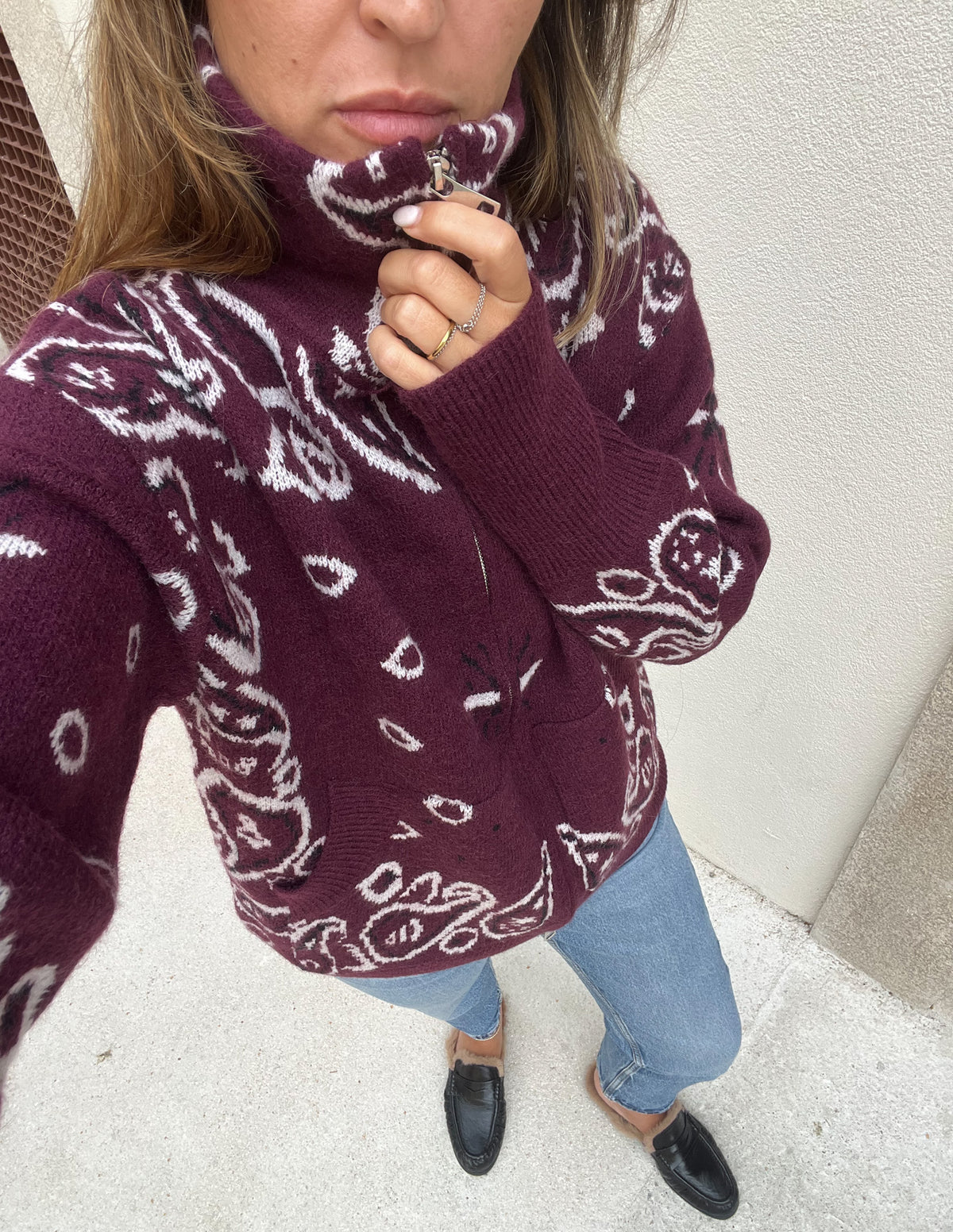Bandana print knitted jacket
