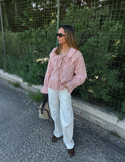 Pink blouse with collar