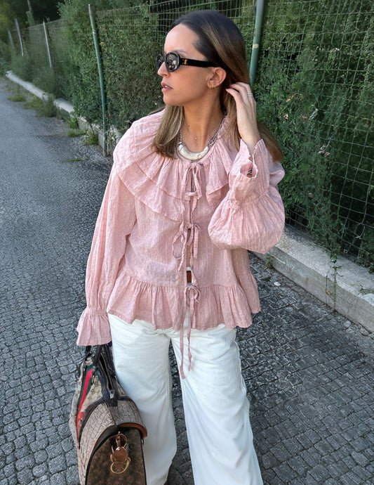 Pink blouse with collar