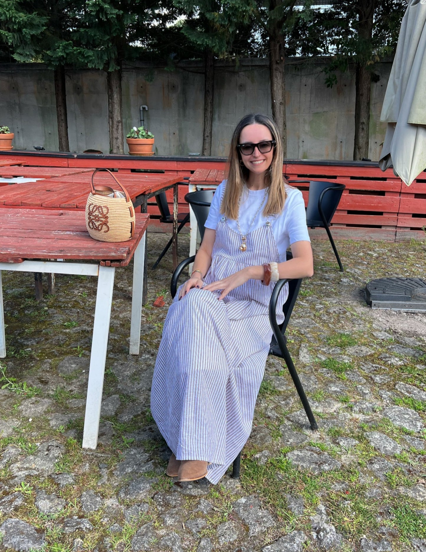 Overall dress with linen