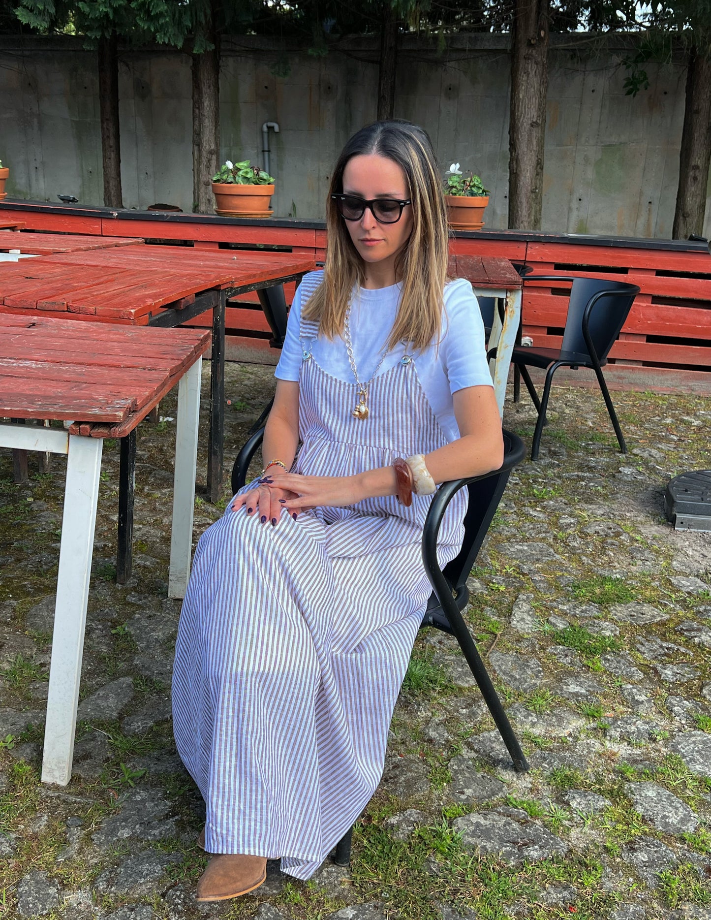Overall dress with linen