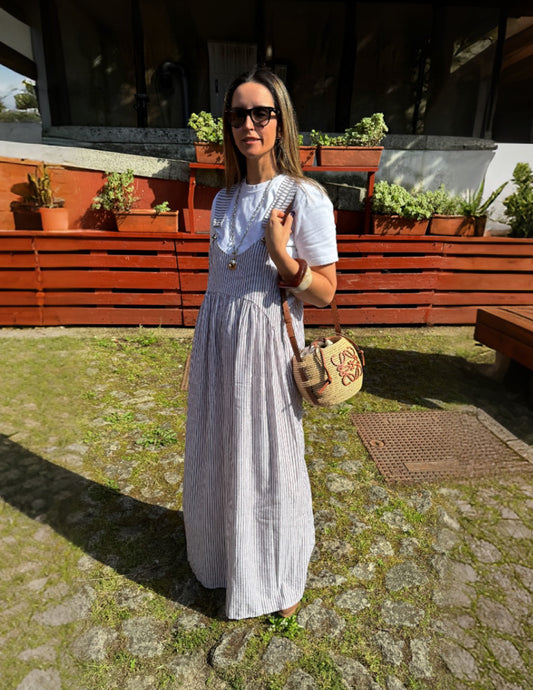 Overall dress with linen
