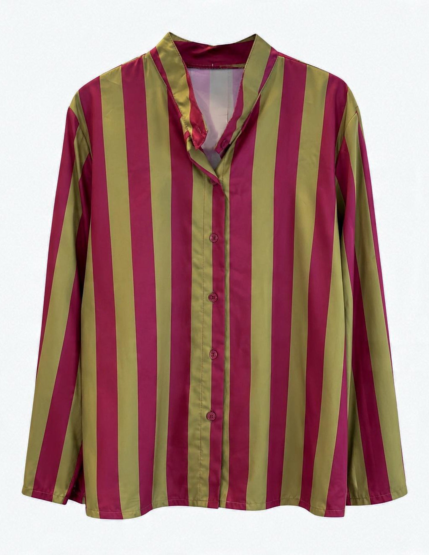 Camisa riscas beringela e verde