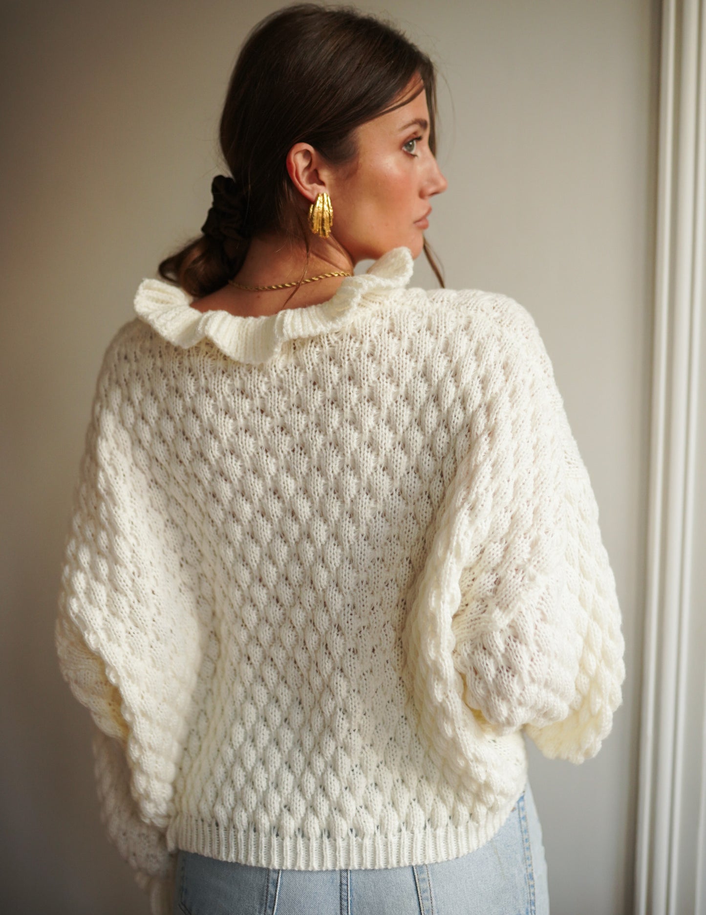 Textured frill collar sweater