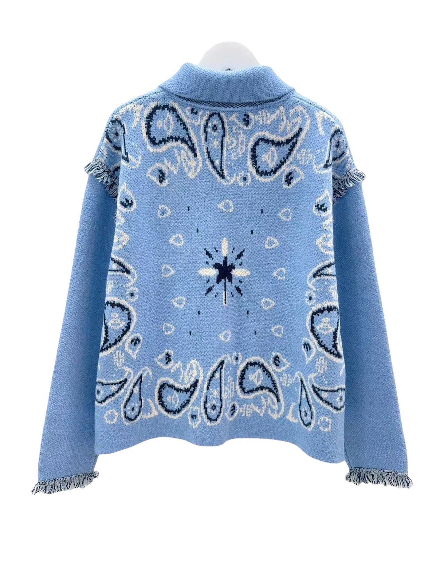 Bandana knitted jacket in light blue