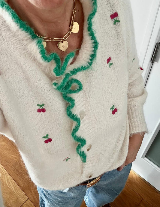 Knitted cherry cardigan