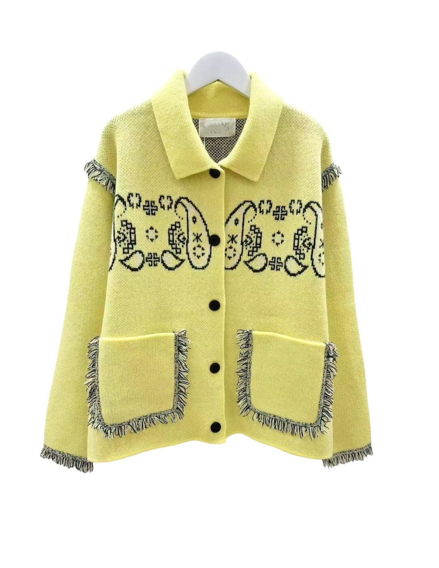 Bandana knitted jacket in light yellow