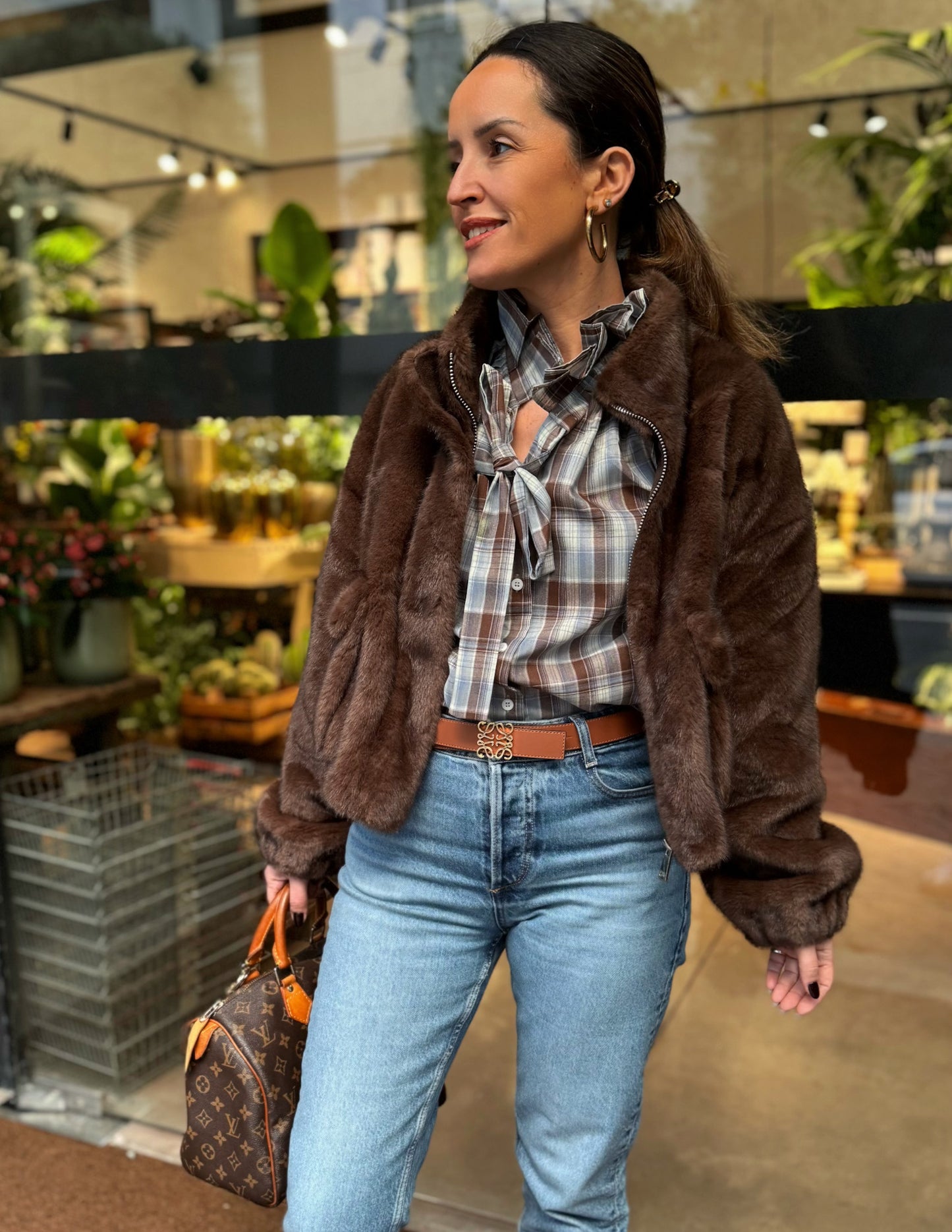 Tartan shirt with bow