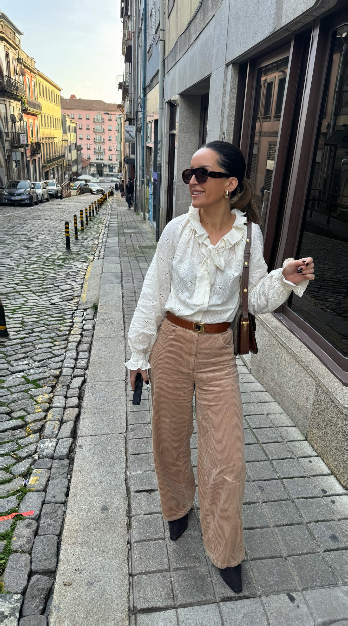 Embroidered blouse in ecru