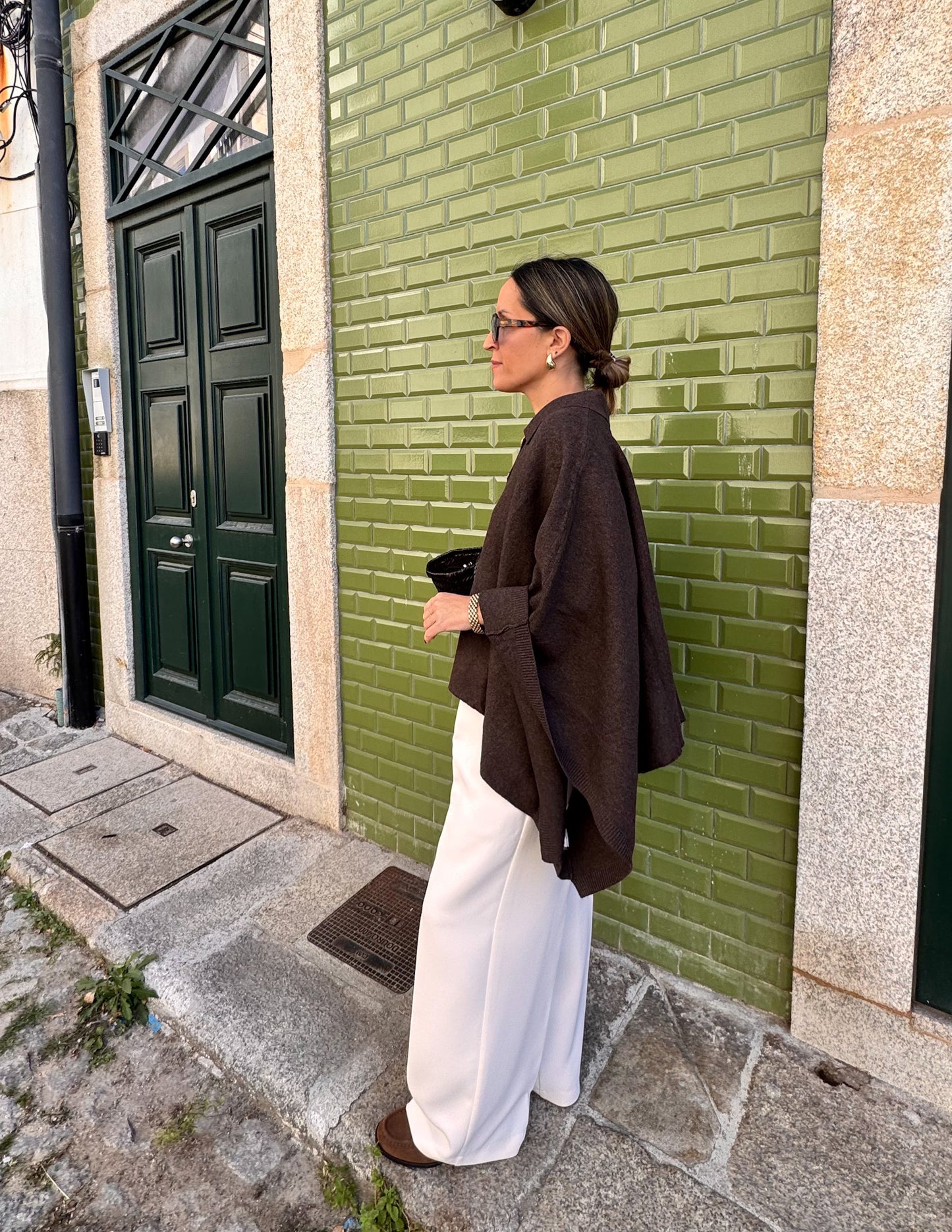 Knitted cape-style sweater