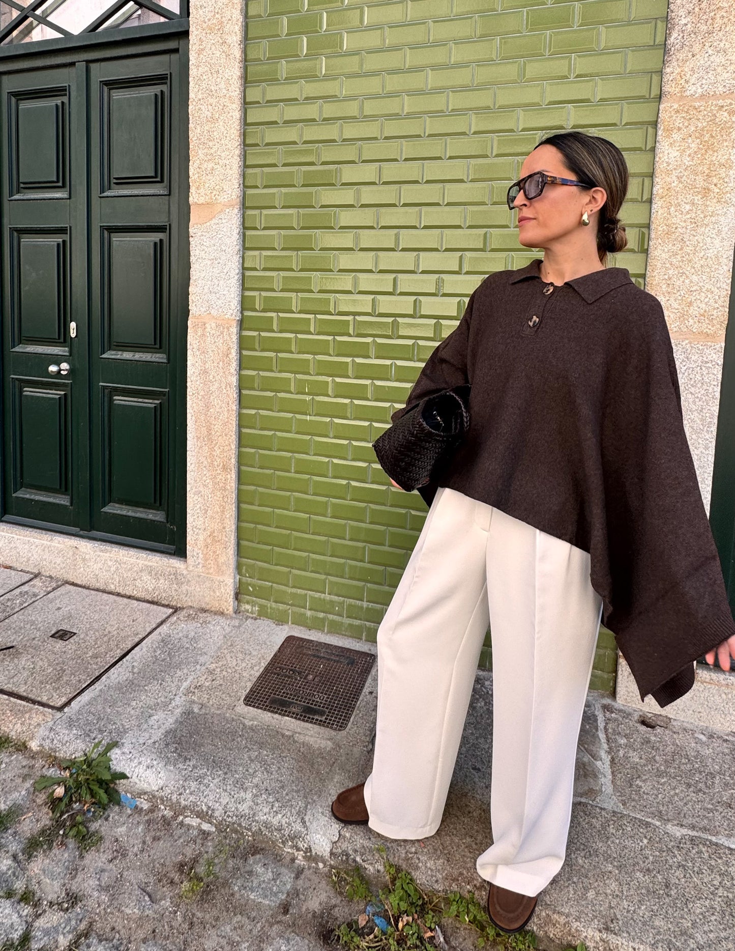 Knitted cape-style sweater