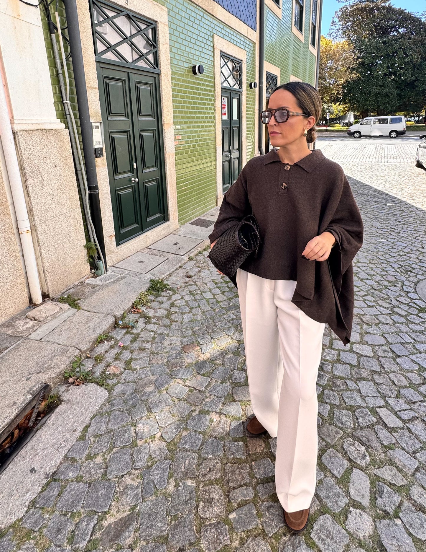 Knitted cape-style sweater