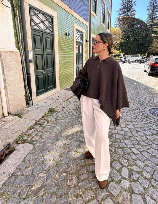 Knitted cape-style sweater