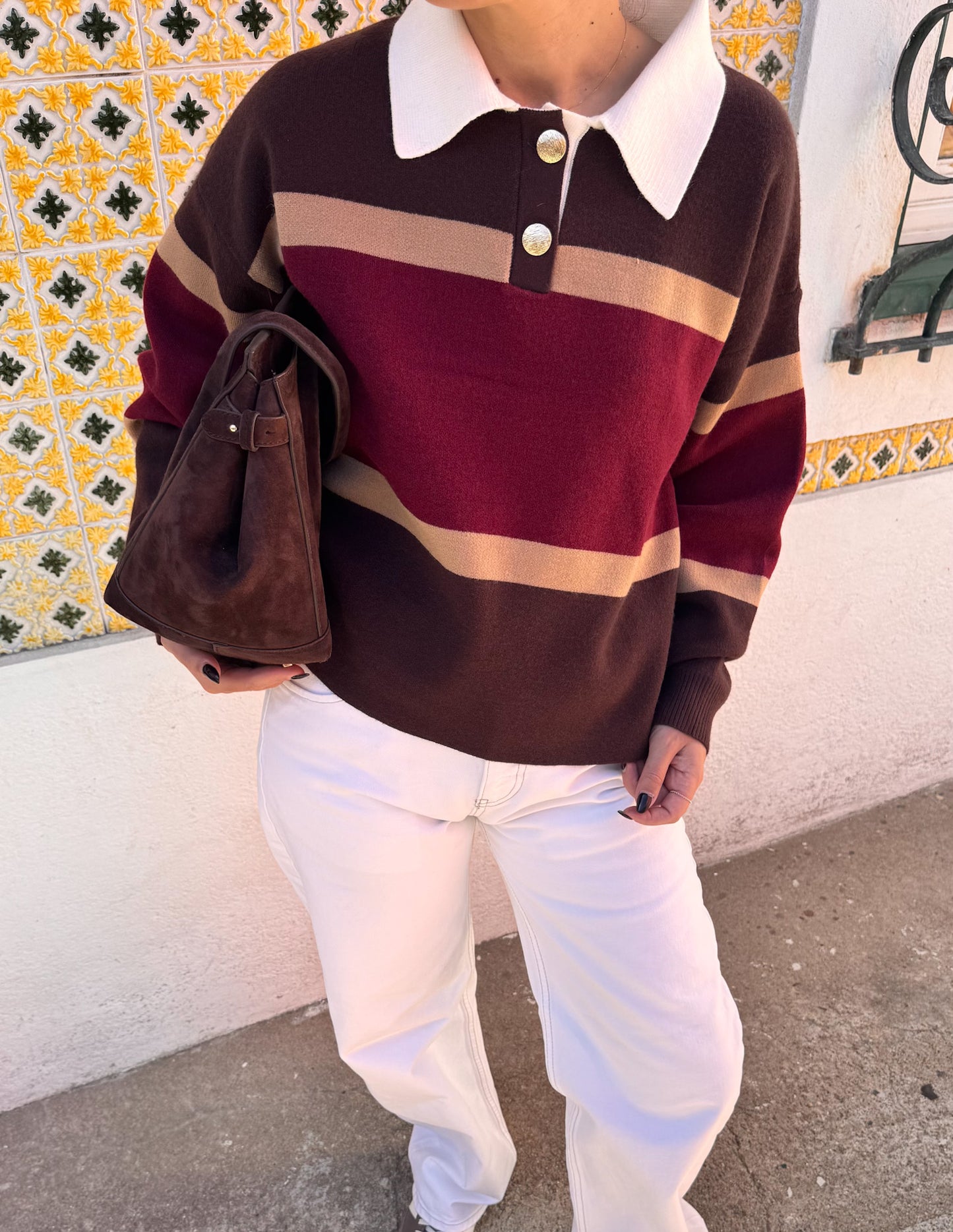 Knitted polo sweater
