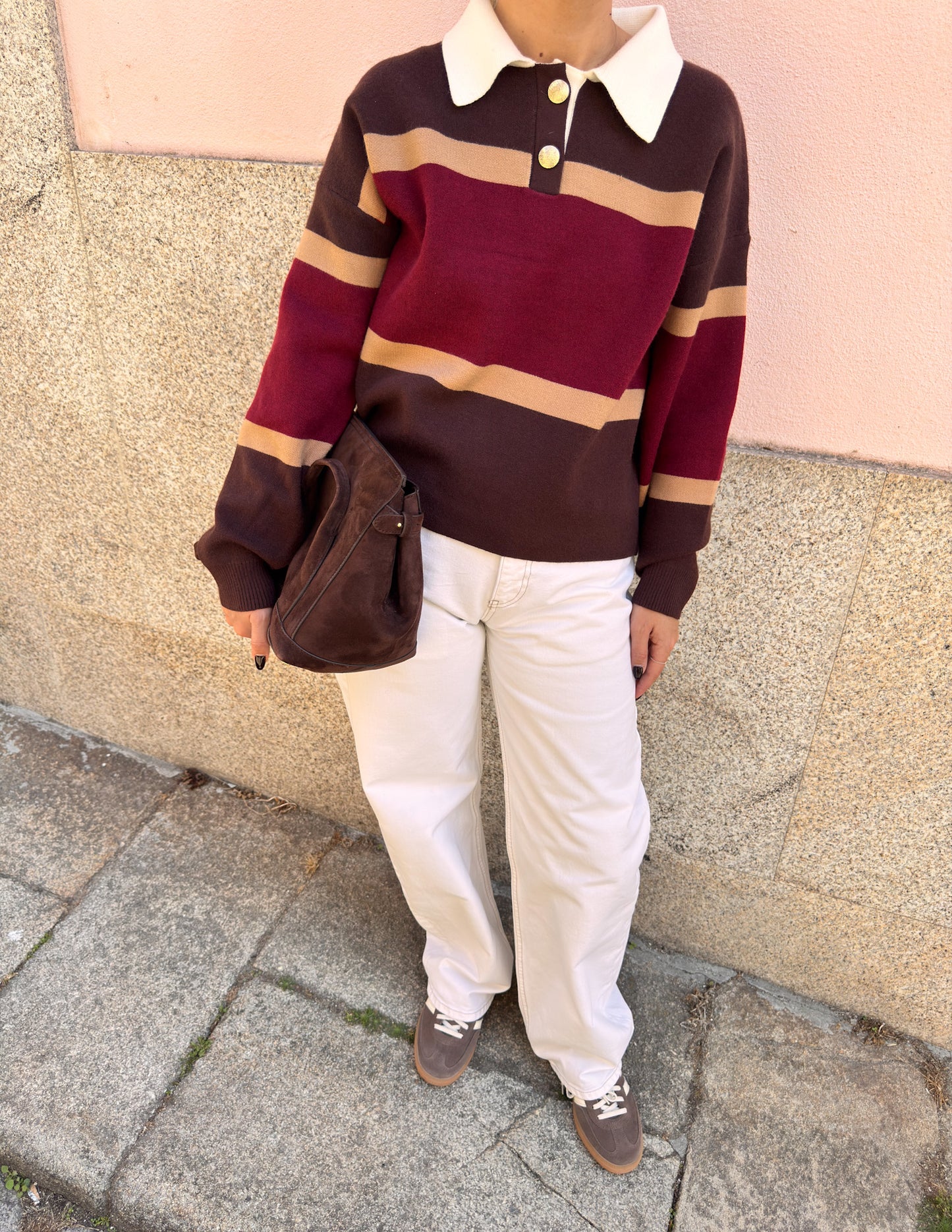 Knitted polo sweater