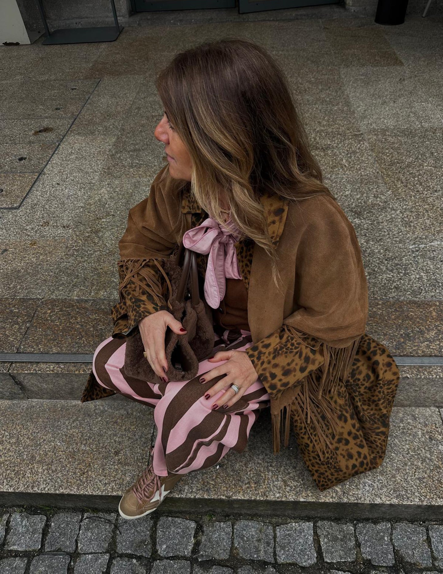 Pink and brown striped pants