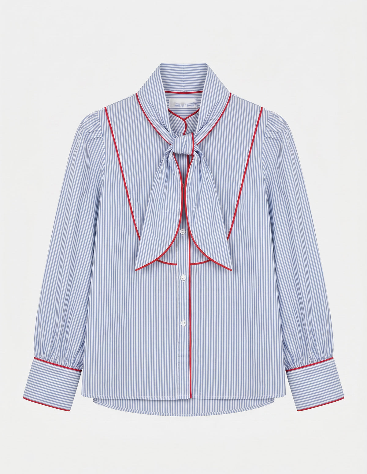 Camisa azul riscas com laço removível - envios 3/10