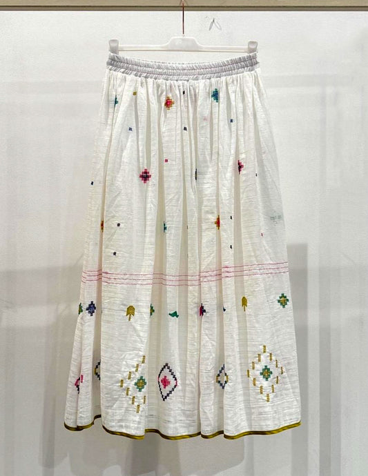 Embroidered midi skirt