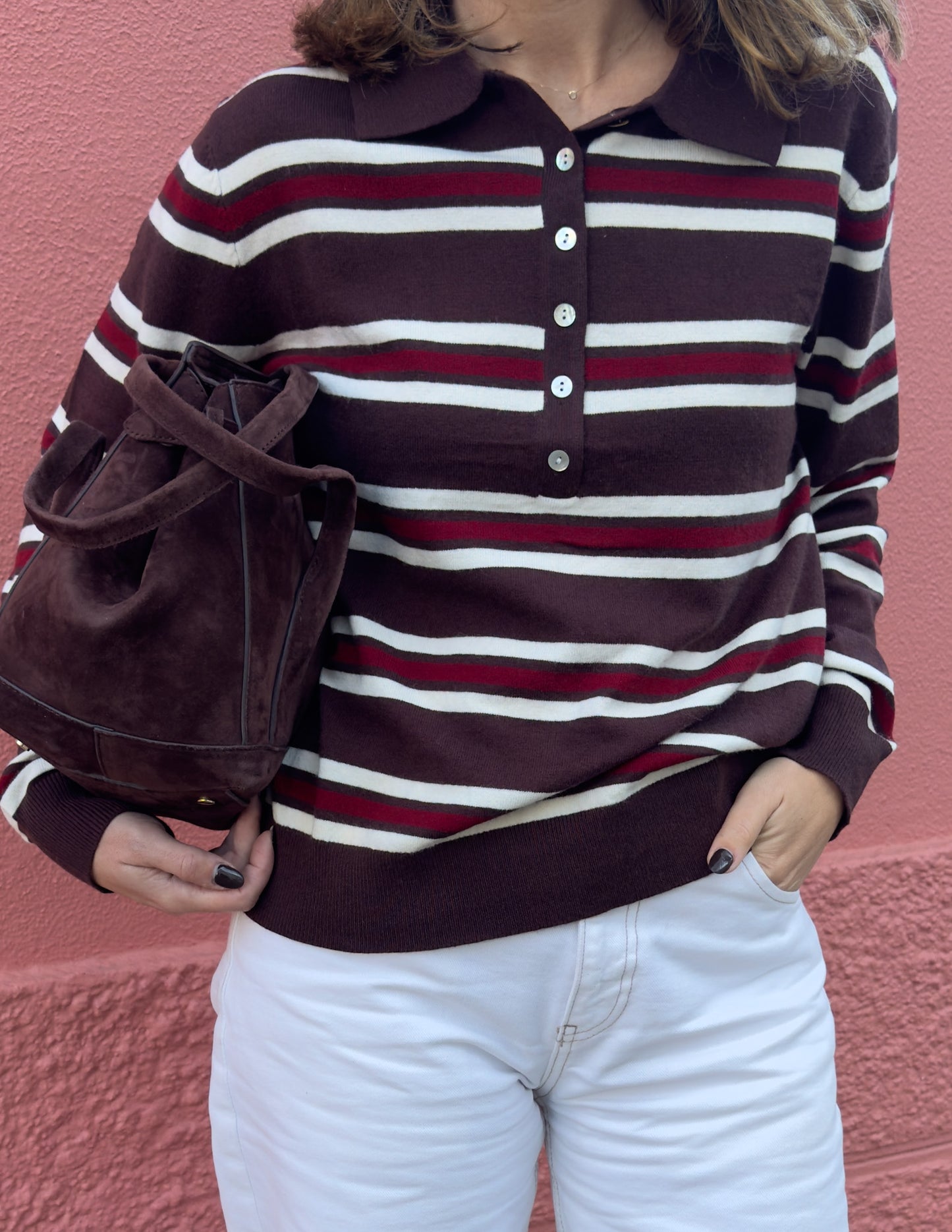 Brown stripped polo