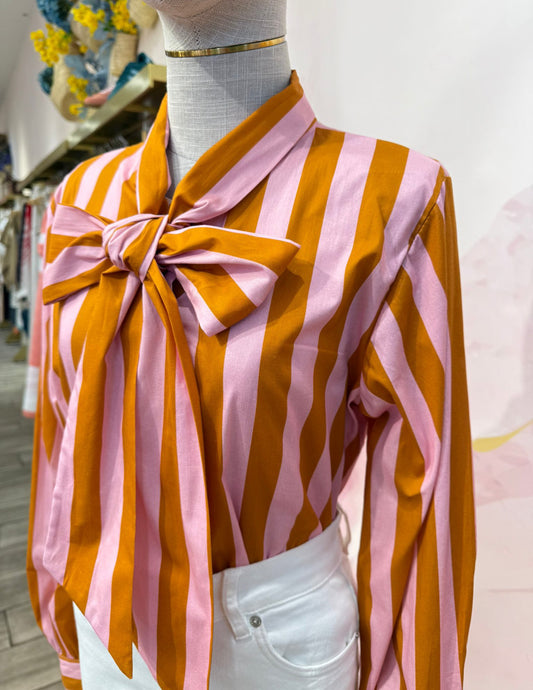 Striped blouse with bow