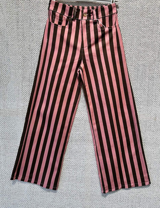 Pink and brown striped pants