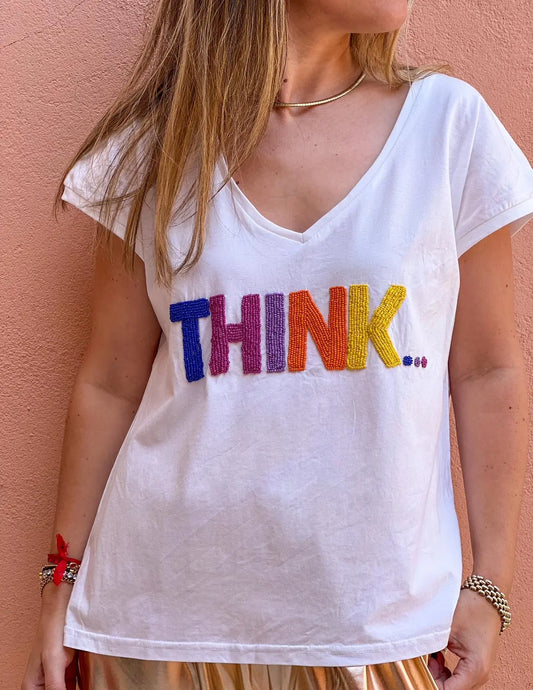 Tshirt bordada com missangas JOY